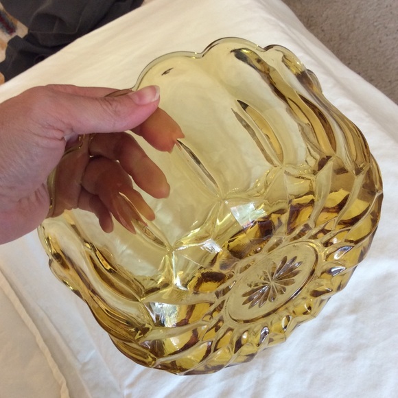 Amber scalloped rim Depression glass bowl set 3 pc - Picture 3 of 12